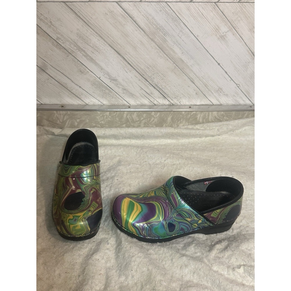 Dansko Colorful Clogs Size 36E/5.5-6 Multicolor Paint Look Hippy Nurse
